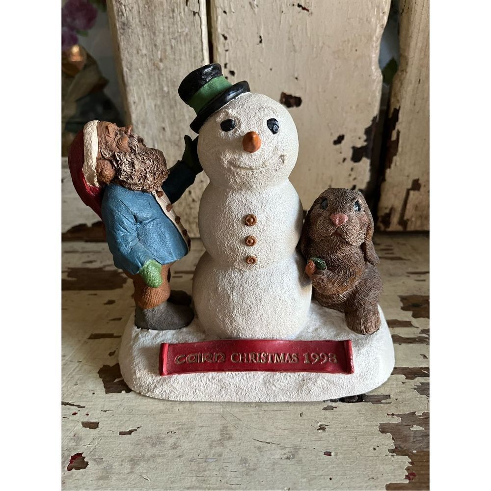 Tom Clark Cairn Christmas 1998 Figurine Vintage Marked Gnome Snowman Rabbit